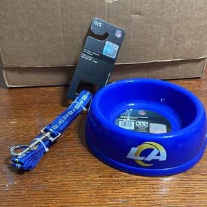 LA Rams Dog Leash -5 feet & Plastic Bowl set